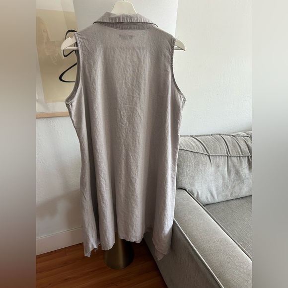 For Cynthia Gray Linen Lagenlook Boho  Asymmetrical Hem Minimalistic Dress L - Picture 4 of 11